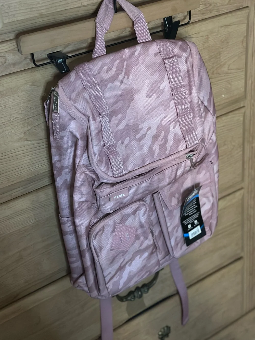 Pink Camouflage Wide Mouth Cargo Backpack - Large Weekend Bag w/ Laptop Sleeve